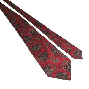 Vintage Passione Uomo Red Paisley Neck Tie Silk Made In Italy 60" Long 3.5" Wide